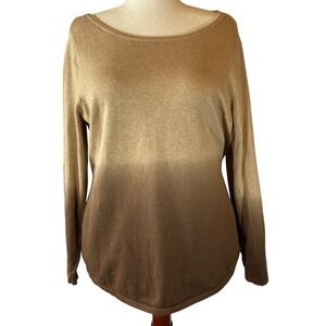 Belle Kim Gravel Ombre Knit Pullover Sweater Women's Size Medium Tan Brown